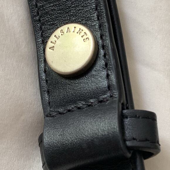 ALLSAINTS Eve Quilt Crossbody Bag Black Leather Adjustable Strap Gold Hdwr EUC - Picture 8 of 12